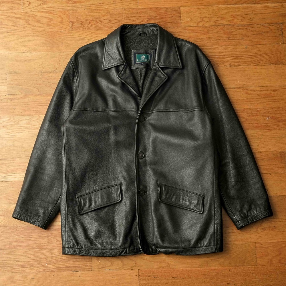 Rainforest Leather Jacket Men's Classic Black‎ Size Large Outerwear Fall Classic